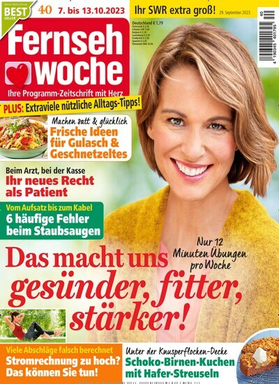 Titelbild der Ausgabe 40/2023 von Fernsehwoche. Diese Zeitschrift und viele weitere Programmzeitschriften als Abo oder epaper bei United Kiosk online kaufen.