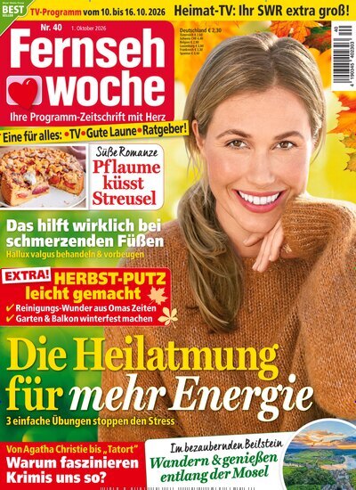 Titelbild der Ausgabe 40/2026 von Fernsehwoche. Diese Zeitschrift und viele weitere Programmzeitschriften als Abo oder epaper bei United Kiosk online kaufen.