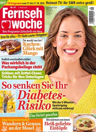 Titelbild der Ausgabe 41/2025 von Fernsehwoche. Diese Zeitschrift und viele weitere Programmzeitschriften als Abo oder epaper bei United Kiosk online kaufen.
