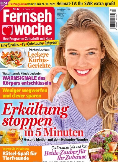 Titelbild der Ausgabe 42/2025 von Fernsehwoche. Diese Zeitschrift und viele weitere Programmzeitschriften als Abo oder epaper bei United Kiosk online kaufen.