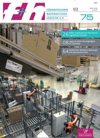 Titelbild der Ausgabe 2/2026 von f+h fördern und heben. Diese Zeitschrift und viele weitere Logistikmagazine und Medienmagazine als Abo oder epaper bei United Kiosk online kaufen.