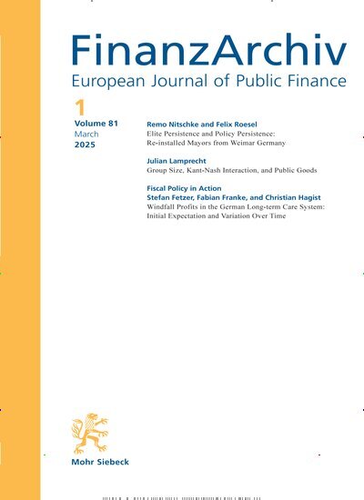 Titelbild der Ausgabe 1/2025 von FinanzArchiv (FA). Diese Zeitschrift und viele weitere Businessmagazine als Abo oder epaper bei United Kiosk online kaufen.