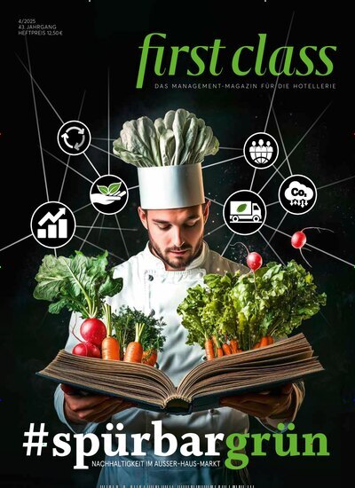 Titelbild der Ausgabe 4/2025 von first class. Diese Zeitschrift und viele weitere Gastronomiezeitschriften, Fashionmagazine, Beautymagazine als Abo oder epaper bei United Kiosk online kaufen.