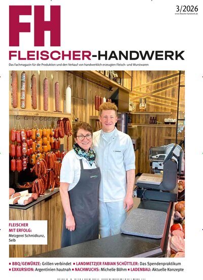 Titelbild der Ausgabe 3/2026 von Fleischer-Handwerk. Diese Zeitschrift und viele weitere Gastronomiezeitschriften, Fashionmagazine, Beautymagazine als Abo oder epaper bei United Kiosk online kaufen.