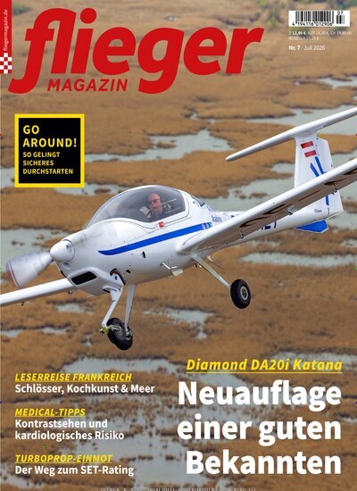 Titelbild der Ausgabe 7/2026 von fliegermagazin. Diese Zeitschrift und viele weitere Reisemagazine, Freizeitmagazine und Wissensmagazine als Abo oder epaper bei United Kiosk online kaufen.