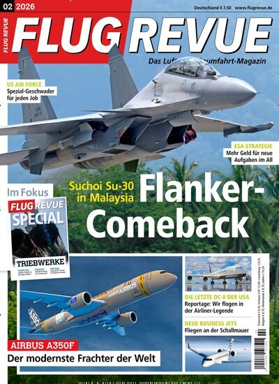 Titelbild der Ausgabe 2/2026 von Flug Revue. Diese Zeitschrift und viele weitere Reisemagazine, Freizeitmagazine und Wissensmagazine als Abo oder epaper bei United Kiosk online kaufen.