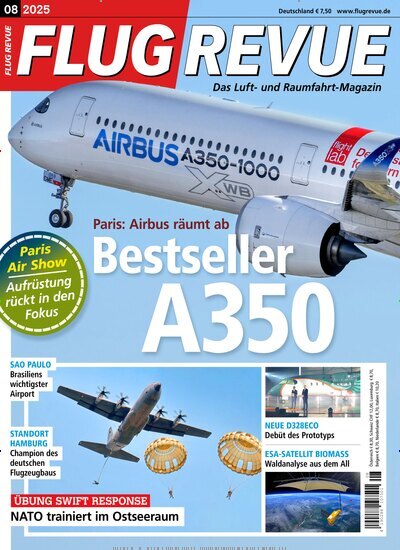 Titelbild der Ausgabe 8/2025 von Flug Revue. Diese Zeitschrift und viele weitere Reisemagazine, Freizeitmagazine und Wissensmagazine als Abo oder epaper bei United Kiosk online kaufen.