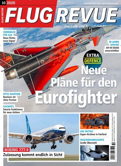 Titelbild der Ausgabe 10/2025 von Flug Revue. Diese Zeitschrift und viele weitere Reisemagazine, Freizeitmagazine und Wissensmagazine als Abo oder epaper bei United Kiosk online kaufen.
