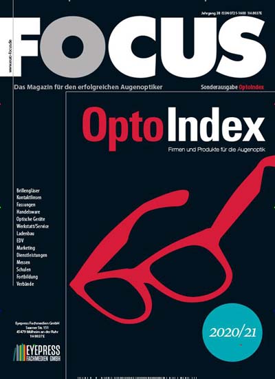 Titelbild der Ausgabe 1/2021 von FOCUS - Das Magazin für die erfolgreichen Augenoptiker. Diese Zeitschrift und viele weitere Pflegezeitschriften und medizinische Fachzeitschriften als Abo oder epaper bei United Kiosk online kaufen.