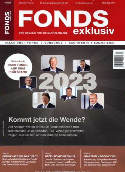 Titelbild der Ausgabe 4/2022 von Fonds Exklusiv. Diese Zeitschrift und viele weitere Wirtschaftsmagazine und Politikmagazine als Abo oder epaper bei United Kiosk online kaufen.