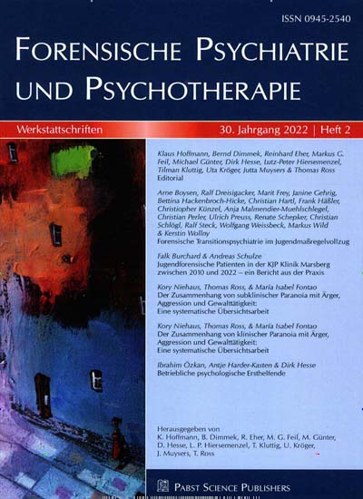 Titelbild der Ausgabe 2/2022 von Forensische Psychiatrie und Psychotherapie. Diese Zeitschrift und viele weitere Pflegezeitschriften und medizinische Fachzeitschriften als Abo oder epaper bei United Kiosk online kaufen.
