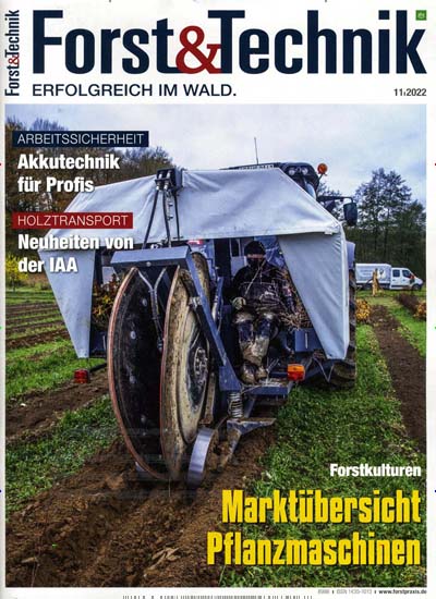 Titelbild der Ausgabe 11/2022 von Forst & Technik. Diese Zeitschrift und viele weitere Naturzeitschriften, Landwirtschaftszeitungen und Umweltmagazine als Abo oder epaper bei United Kiosk online kaufen.