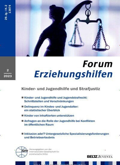 Titelbild der Ausgabe 2/2023 von Forum Erziehungshilfen. Diese Zeitschrift und viele weitere Zeitschriften für Pädagogik als Abo oder epaper bei United Kiosk online kaufen.