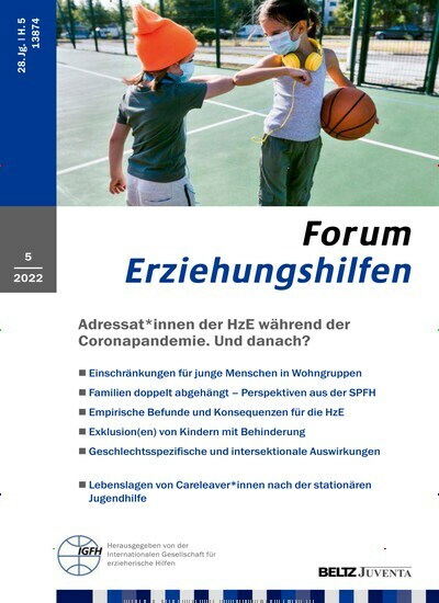 Titelbild der Ausgabe 5/2022 von Forum Erziehungshilfen. Diese Zeitschrift und viele weitere Zeitschriften für Pädagogik als Abo oder epaper bei United Kiosk online kaufen.