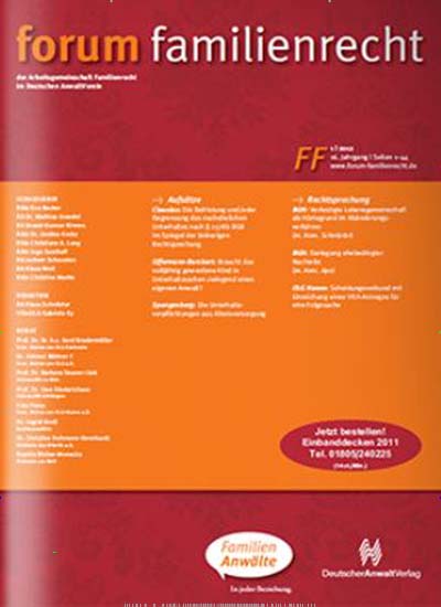 Titelbild der Ausgabe 9/2024 von forum familienrecht FF. Diese Zeitschrift und viele weitere Jurazeitschriften und Zeitschriften für Verwaltung als Abo oder epaper bei United Kiosk online kaufen.