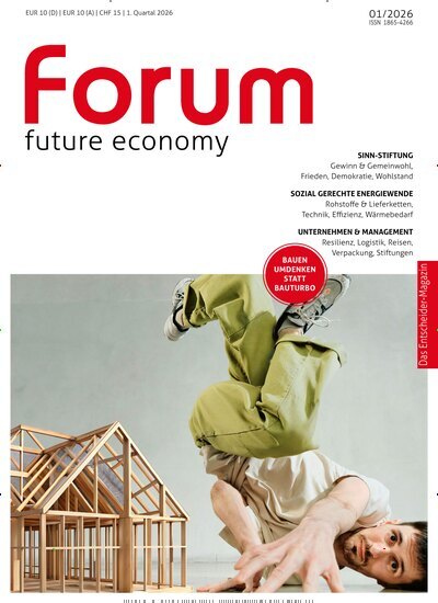 Titelbild der Ausgabe 1/2026 von forum future economy. Diese Zeitschrift und viele weitere Businessmagazine als Abo oder epaper bei United Kiosk online kaufen.