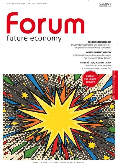 Titelbild der Ausgabe 3/2026 von forum future economy. Diese Zeitschrift und viele weitere Businessmagazine als Abo oder epaper bei United Kiosk online kaufen.