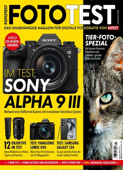 Titelbild der Ausgabe 2/2024 von Fototest. Diese Zeitschrift und viele weitere Audiomagazine, Filmmagazine und Fotozeitschriften als Abo oder epaper bei United Kiosk online kaufen.