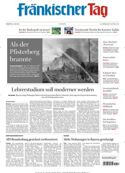 Titelbild der Ausgabe 105/2025 von Fränkischer Tag Bamberg. Diese Zeitschrift und viele weitere Zeitungsabos als Abo oder epaper bei United Kiosk online kaufen.