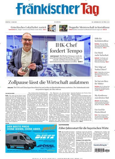 Titelbild der Ausgabe 109/2025 von Fränkischer Tag Bamberg. Diese Zeitschrift und viele weitere Zeitungsabos als Abo oder epaper bei United Kiosk online kaufen.
