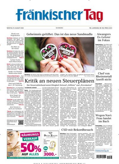 Titelbild der Ausgabe 182/2026 von Fränkischer Tag Bamberg. Diese Zeitschrift und viele weitere Zeitungsabos als Abo oder epaper bei United Kiosk online kaufen.