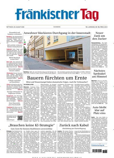 Titelbild der Ausgabe 196/2026 von Fränkischer Tag Bamberg. Diese Zeitschrift und viele weitere Zeitungsabos als Abo oder epaper bei United Kiosk online kaufen.