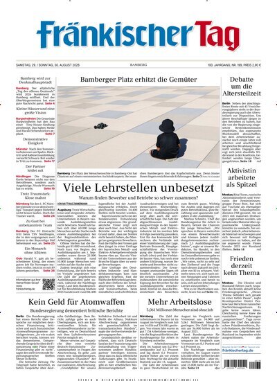 Titelbild der Ausgabe 199/2026 von Fränkischer Tag Bamberg. Diese Zeitschrift und viele weitere Zeitungsabos als Abo oder epaper bei United Kiosk online kaufen.