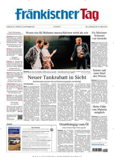 Titelbild der Ausgabe 217/2026 von Fränkischer Tag Bamberg. Diese Zeitschrift und viele weitere Zeitungsabos als Abo oder epaper bei United Kiosk online kaufen.
