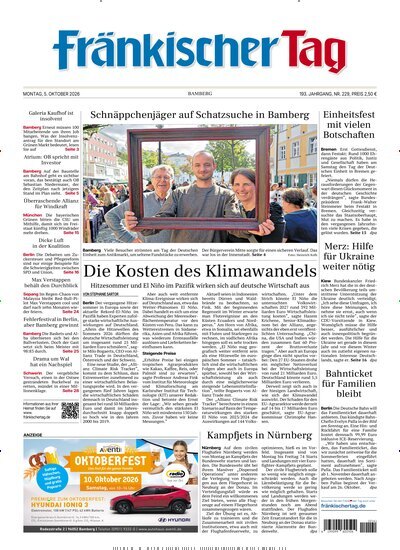 Titelbild der Ausgabe 229/2026 von Fränkischer Tag Bamberg. Diese Zeitschrift und viele weitere Zeitungsabos als Abo oder epaper bei United Kiosk online kaufen.