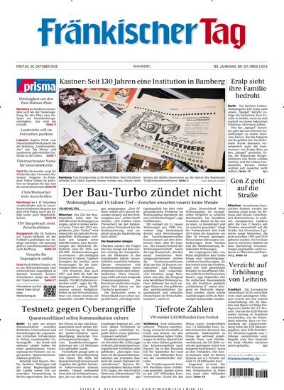Titelbild der Ausgabe 251/2026 von Fränkischer Tag Bamberg. Diese Zeitschrift und viele weitere Zeitungsabos als Abo oder epaper bei United Kiosk online kaufen.