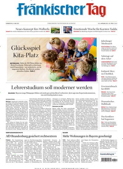 Titelbild der Ausgabe 105/2025 von Fränkischer Tag Forchheim. Diese Zeitschrift und viele weitere Zeitungsabos als Abo oder epaper bei United Kiosk online kaufen.