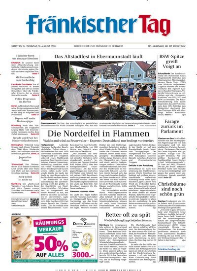 Titelbild der Ausgabe 187/2026 von Fränkischer Tag Forchheim. Diese Zeitschrift und viele weitere Zeitungsabos als Abo oder epaper bei United Kiosk online kaufen.