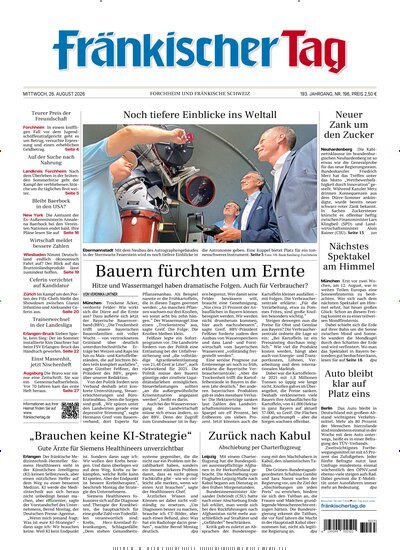 Titelbild der Ausgabe 196/2026 von Fränkischer Tag Forchheim. Diese Zeitschrift und viele weitere Zeitungsabos als Abo oder epaper bei United Kiosk online kaufen.