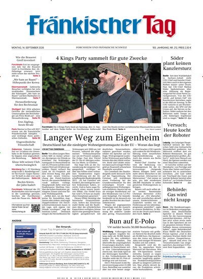 Titelbild der Ausgabe 212/2026 von Fränkischer Tag Forchheim. Diese Zeitschrift und viele weitere Zeitungsabos als Abo oder epaper bei United Kiosk online kaufen.