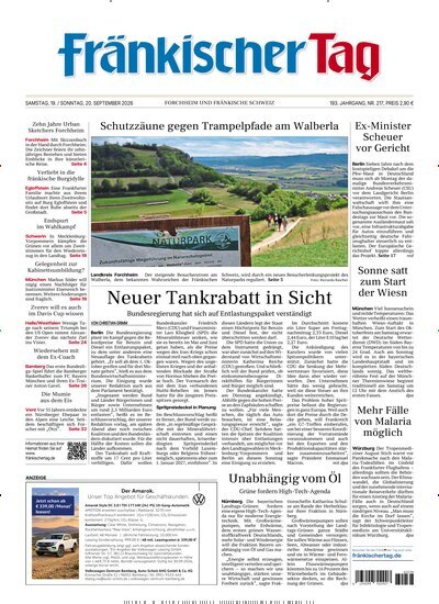 Titelbild der Ausgabe 217/2026 von Fränkischer Tag Forchheim. Diese Zeitschrift und viele weitere Zeitungsabos als Abo oder epaper bei United Kiosk online kaufen.