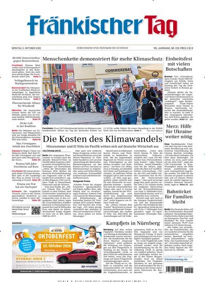 Titelbild der Ausgabe 229/2026 von Fränkischer Tag Forchheim. Diese Zeitschrift und viele weitere Zeitungsabos als Abo oder epaper bei United Kiosk online kaufen.