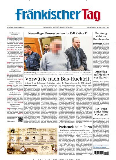 Titelbild der Ausgabe 236/2026 von Fränkischer Tag Forchheim. Diese Zeitschrift und viele weitere Zeitungsabos als Abo oder epaper bei United Kiosk online kaufen.