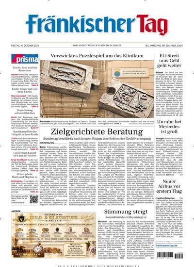 Titelbild der Ausgabe 239/2026 von Fränkischer Tag Forchheim. Diese Zeitschrift und viele weitere Zeitungsabos als Abo oder epaper bei United Kiosk online kaufen.