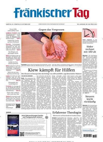 Titelbild der Ausgabe 246/2026 von Fränkischer Tag Forchheim. Diese Zeitschrift und viele weitere Zeitungsabos als Abo oder epaper bei United Kiosk online kaufen.