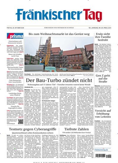 Titelbild der Ausgabe 251/2026 von Fränkischer Tag Forchheim. Diese Zeitschrift und viele weitere Zeitungsabos als Abo oder epaper bei United Kiosk online kaufen.