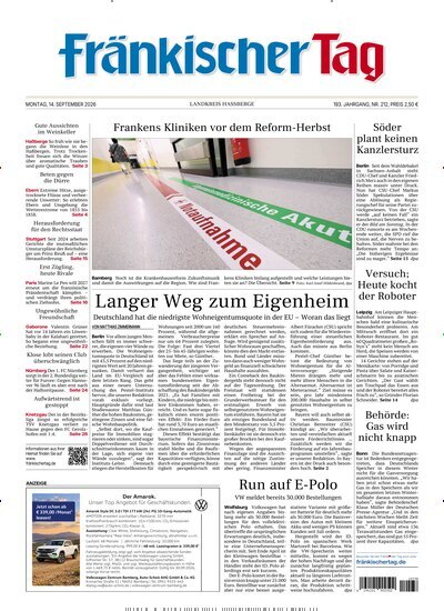 Titelbild der Ausgabe 212/2026 von Fränkischer Tag Haßberge. Diese Zeitschrift und viele weitere Zeitungsabos als Abo oder epaper bei United Kiosk online kaufen.