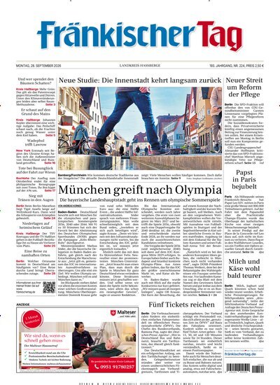 Titelbild der Ausgabe 224/2026 von Fränkischer Tag Haßberge. Diese Zeitschrift und viele weitere Zeitungsabos als Abo oder epaper bei United Kiosk online kaufen.