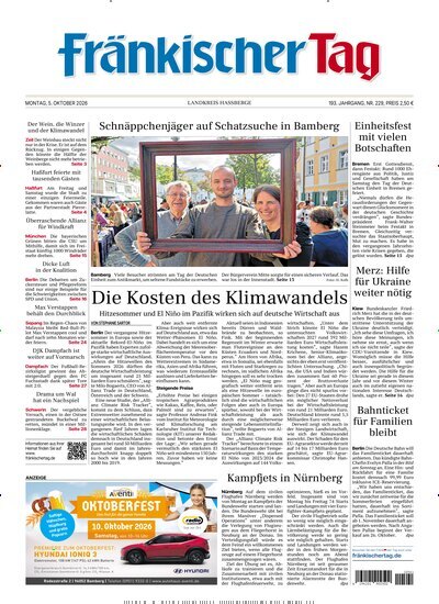 Titelbild der Ausgabe 229/2026 von Fränkischer Tag Haßberge. Diese Zeitschrift und viele weitere Zeitungsabos als Abo oder epaper bei United Kiosk online kaufen.