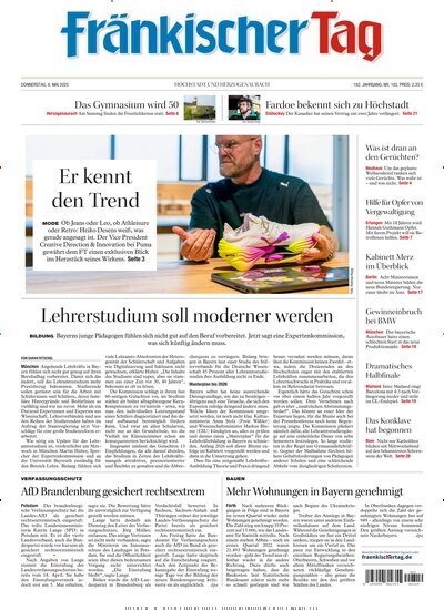 Titelbild der Ausgabe 105/2025 von Fränkischer Tag Höchstadt und Herzogenaurach. Diese Zeitschrift und viele weitere Zeitungsabos als Abo oder epaper bei United Kiosk online kaufen.