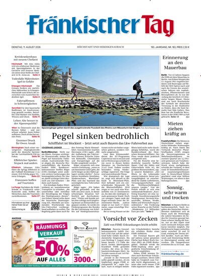 Titelbild der Ausgabe 183/2026 von Fränkischer Tag Höchstadt und Herzogenaurach. Diese Zeitschrift und viele weitere Zeitungsabos als Abo oder epaper bei United Kiosk online kaufen.
