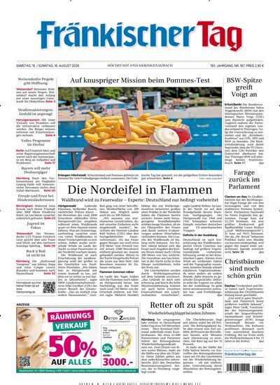 Titelbild der Ausgabe 187/2026 von Fränkischer Tag Höchstadt und Herzogenaurach. Diese Zeitschrift und viele weitere Zeitungsabos als Abo oder epaper bei United Kiosk online kaufen.