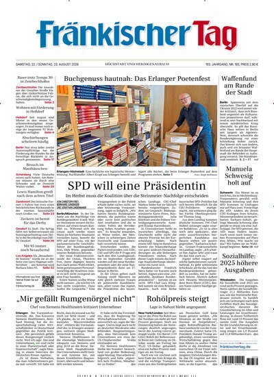Titelbild der Ausgabe 193/2026 von Fränkischer Tag Höchstadt und Herzogenaurach. Diese Zeitschrift und viele weitere Zeitungsabos als Abo oder epaper bei United Kiosk online kaufen.