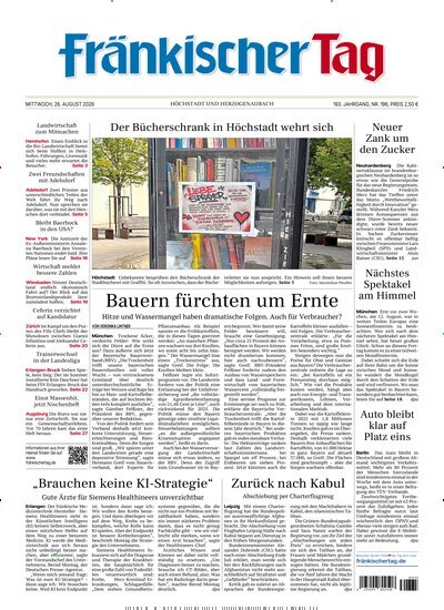 Titelbild der Ausgabe 196/2026 von Fränkischer Tag Höchstadt und Herzogenaurach. Diese Zeitschrift und viele weitere Zeitungsabos als Abo oder epaper bei United Kiosk online kaufen.