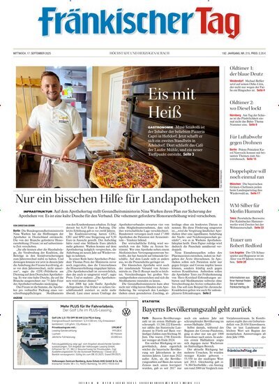 Titelbild der Ausgabe 215/2025 von Fränkischer Tag Höchstadt und Herzogenaurach. Diese Zeitschrift und viele weitere Zeitungsabos als Abo oder epaper bei United Kiosk online kaufen.