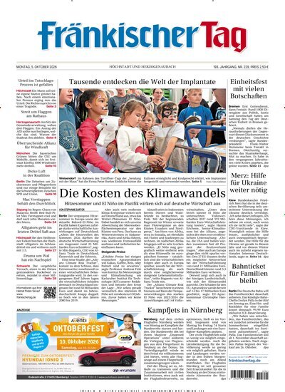 Titelbild der Ausgabe 229/2026 von Fränkischer Tag Höchstadt und Herzogenaurach. Diese Zeitschrift und viele weitere Zeitungsabos als Abo oder epaper bei United Kiosk online kaufen.